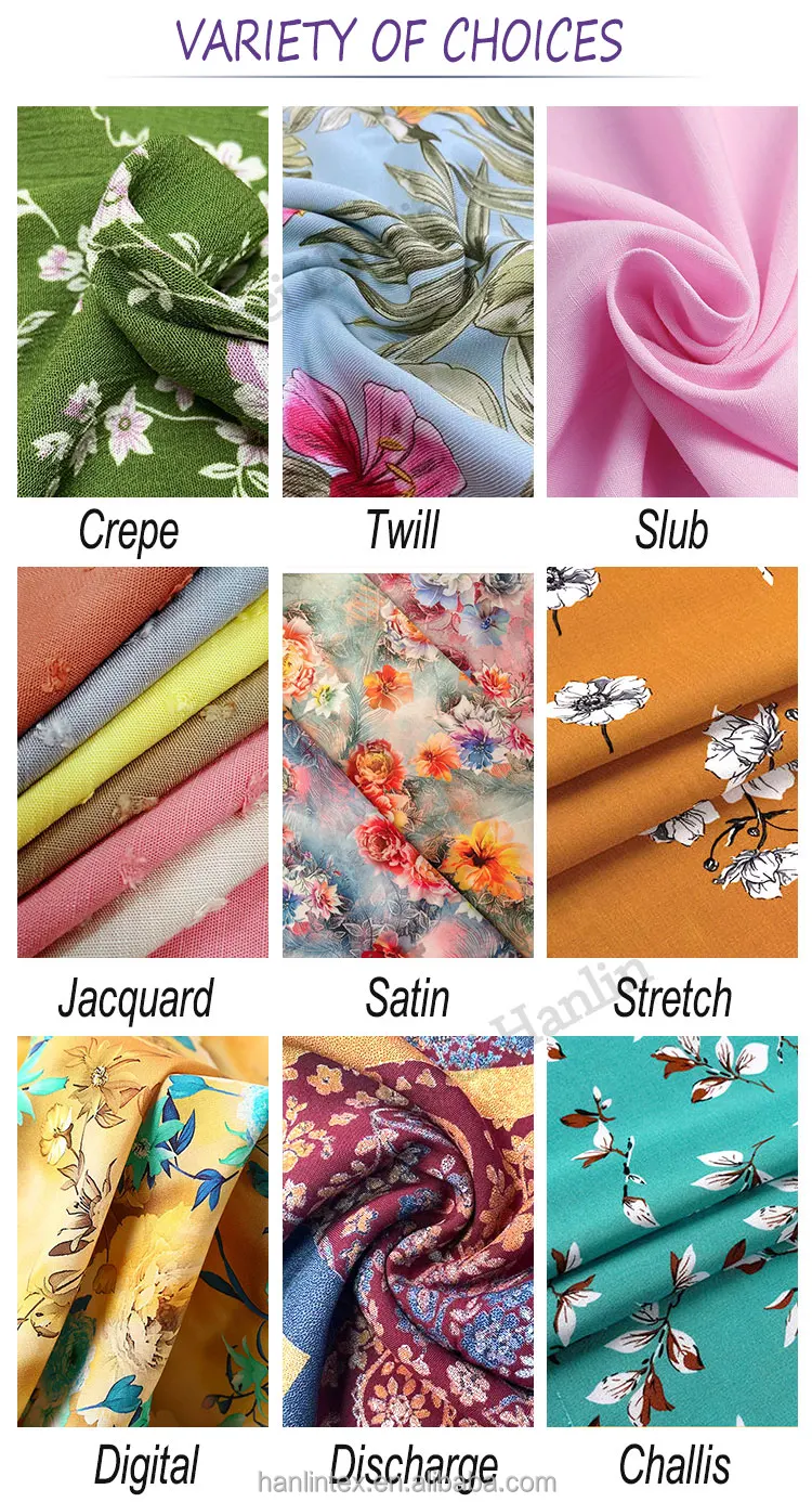 Wholesale Custom 100% Viscose Material Kain Rayon Print Challis Fabrics ...