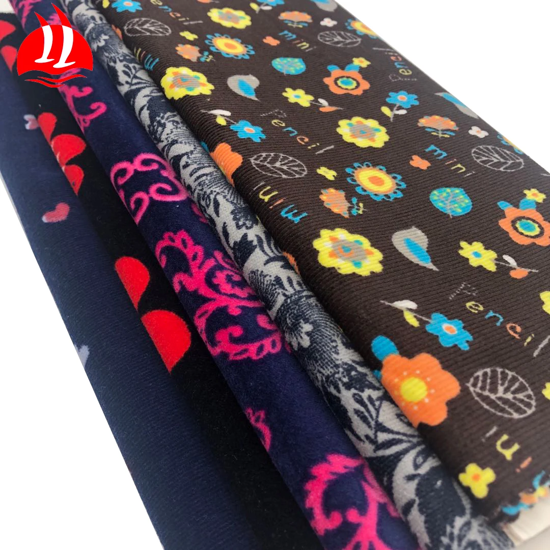 
 Модная хлопковая Вельветовая ткань с цветочным принтом  