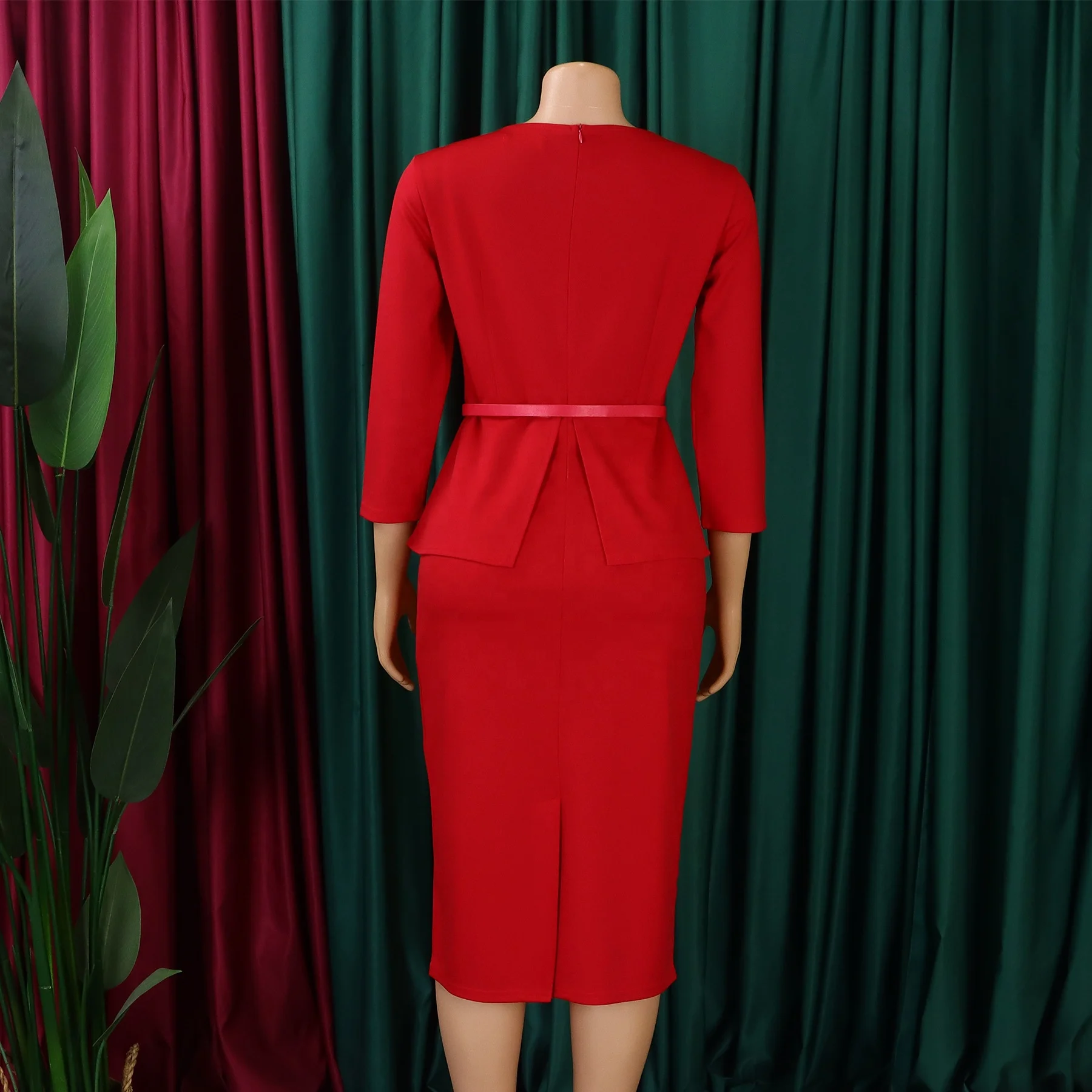 Wholesale Red Bodycon Dress for Women - Trendy Office Lady Style, Asymmetrical Neckline, Breathable Fabric, In-Stock Wholesale Red Bodycon Dress for Women - Trendy Office Lady Style, Asymmetrical Neckline, Breathable Fabric, In-Stock
