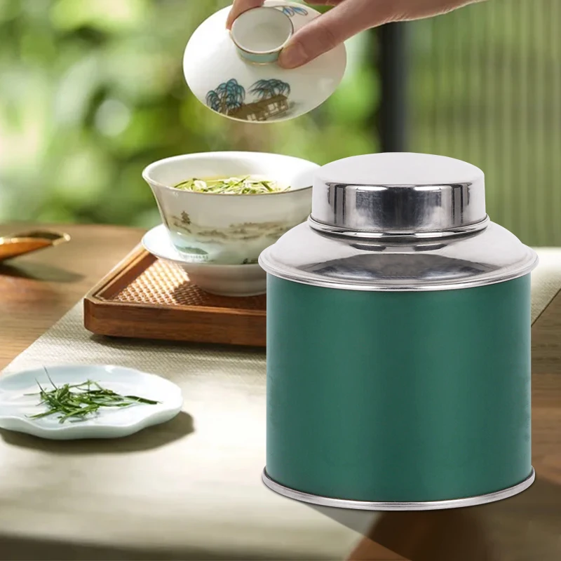 Tea Storage Container Wide-mouth Double-lid High-sealing Moisture-proof Tea Can Stainless Steel Tea Canister