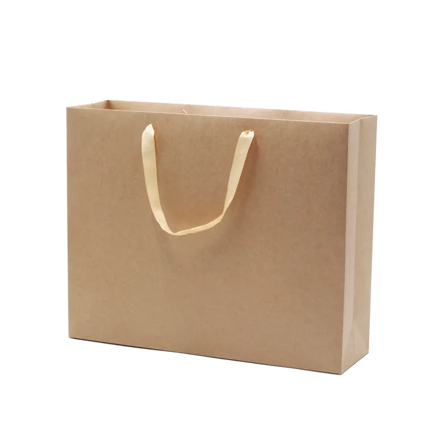 Print Produce Your Own Logo Cardboard Packaging White Brown Kraft Paper Gift Craft Shopping Paper Bags With Processing