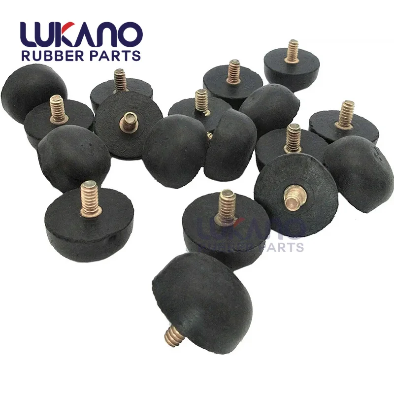 Black Round bolt on rubber feet with Threaded Stud Threaded Rubber Foot