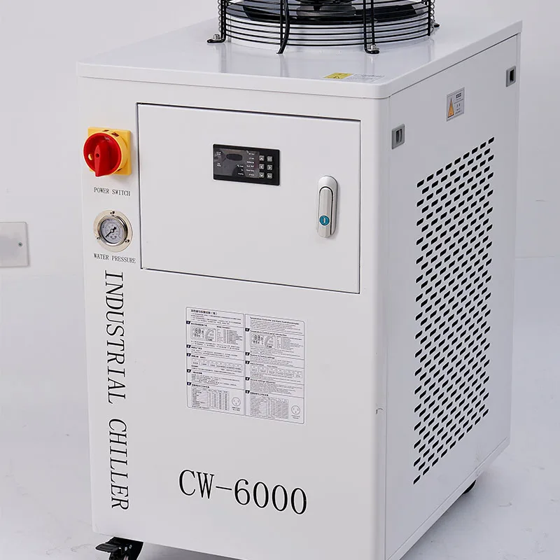 CW-6000 Air-Cooled Chiller CO2 Laser Recirculating Water Cooler Essential Pump Compressor PLC Engine Bearing Direct Supplier manufacture