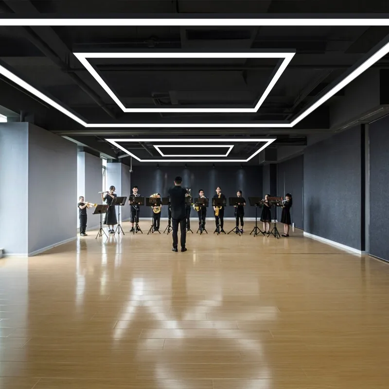 Seamless Splicing Led Linear Light Rectangle Ceiling Suspended Pendant Size Customizable Batten Light Super Bright Chandelier