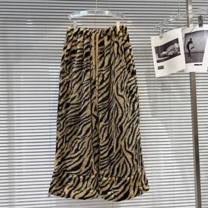 Factory Wholesale Autumn Winter New Vintage Spice Girl Yellow Leopard Print Pattern Loose Elastic Waist Plush Pants