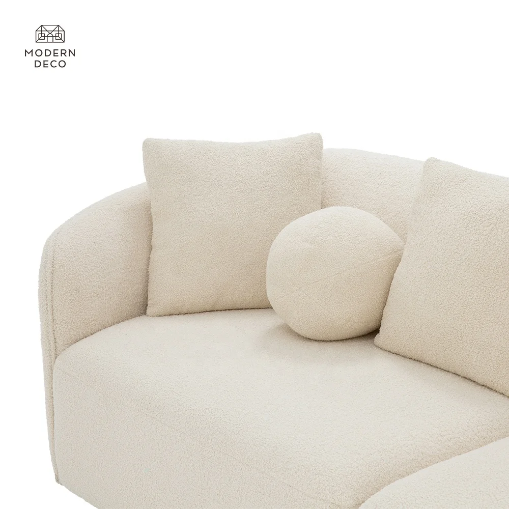 Set Sofa Kain Beige moden Baru Set Sofa Bilik Tinggal Perabot Modular Penyesuaian Sofa Bengkok Lounge