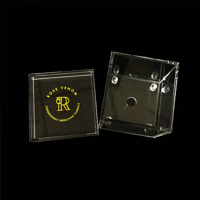 Роскошная индивидуальная Маленькая прозрачная акриловая коробка для цветов для розы