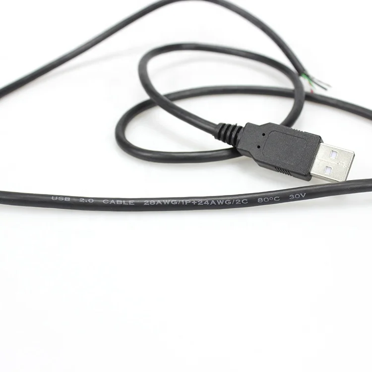 Custom USB 2.0 Type-A Male to Bare Wire Cable Braid Shielded Data Cable for Computer Printer Camera