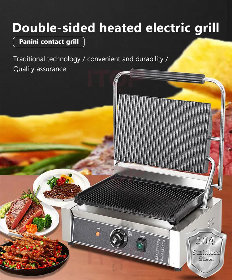 Full Grooved Non-Stick Iron Single Plate Electric Griddle