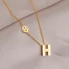 Golden H-letter necklace