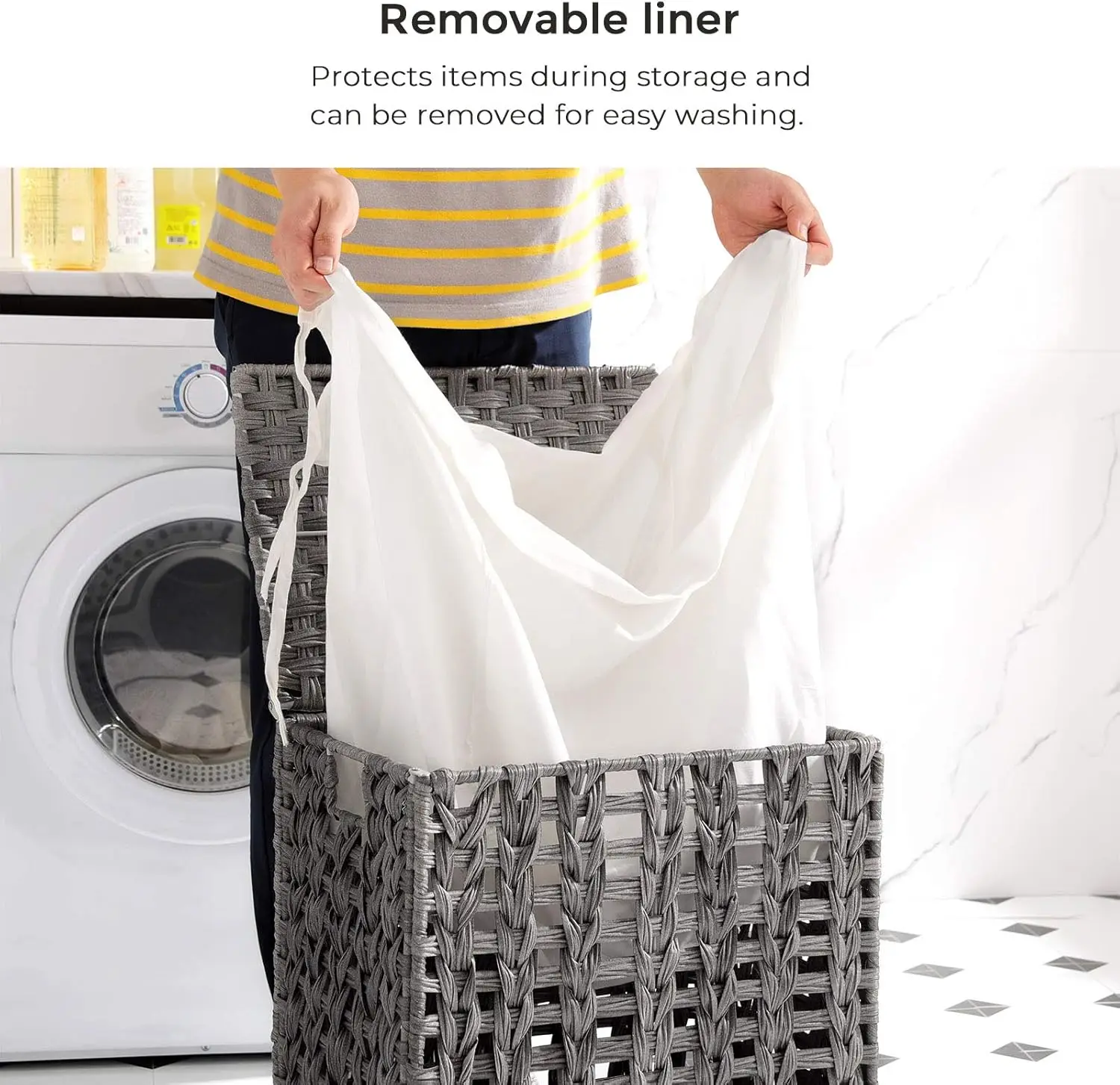 JY Home Use Plastic Metal Woven Rolling Laundry Hamper PP Synthetic Rattan Basket with Lid Cheap Stocks Available