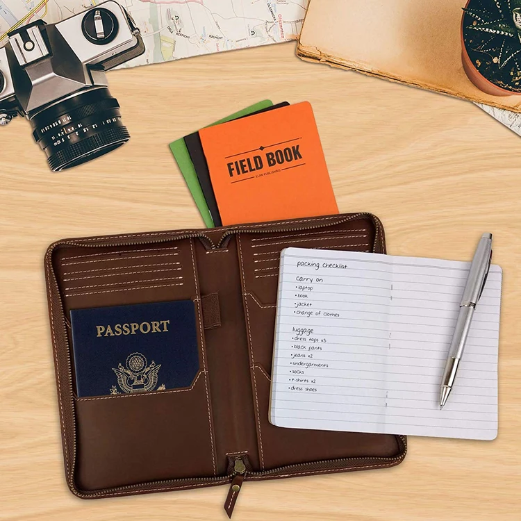 Factory Custom Pu Leather Passport Holder Cover Multifunction Travel Wallet Passport Holder