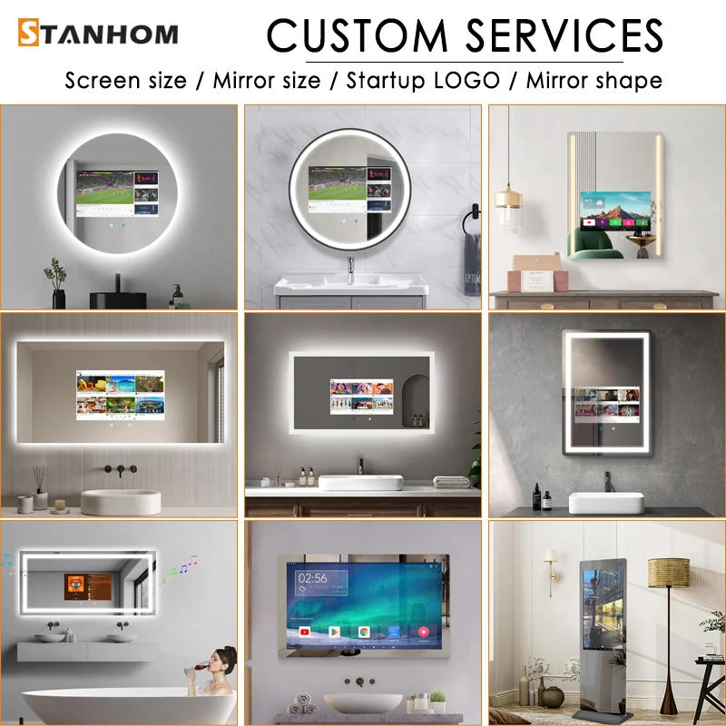 STANHOM CE FCC RoHS Bathroom WIFI Touch Screen Android 12 Smart Magic Mirror With Lights