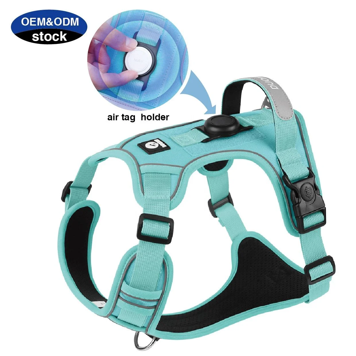 Medium Large Dog Vest Harness Breathable Nylon 1680D Oxford Cloth Reflective Handle Dog Harness with Air Tag Holder