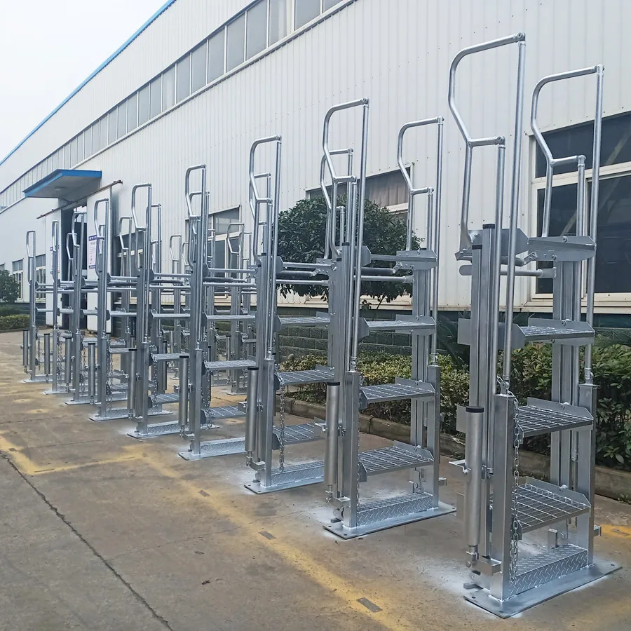 Three/four/five Steps Movable Ladder Petrochemical  Folding Stairs With Safety Cage for Loading Skid Loading Gantry