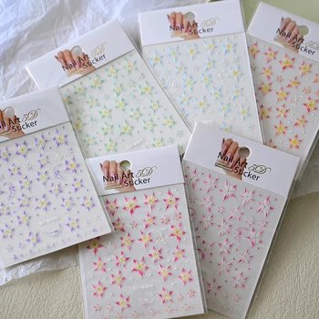 Lily Flower Nail Art Stickers Decals 5D Embossed Jelly Flower