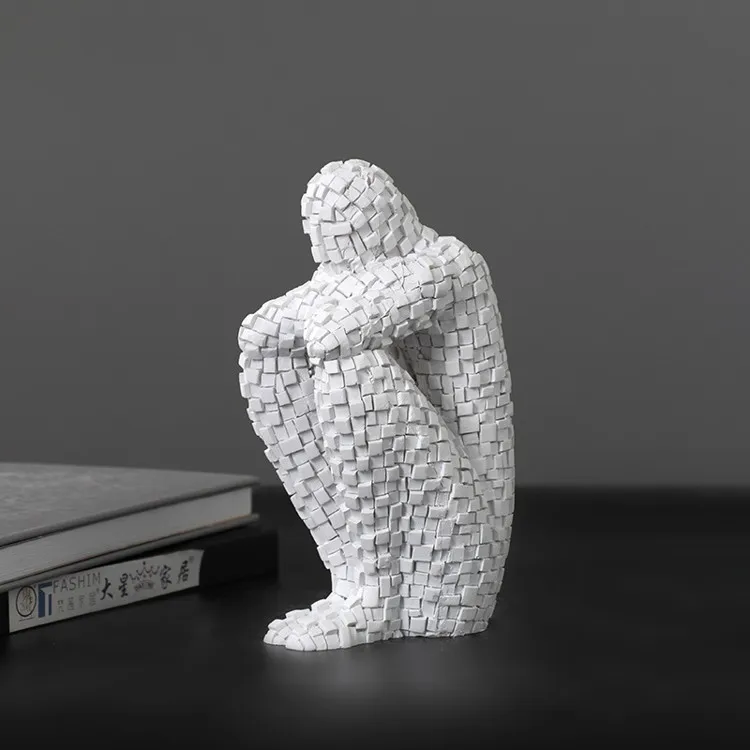 2022 New Design White Abstract Figure Sculpture Abstract Human Resin Mosaic Craft Home Decoration