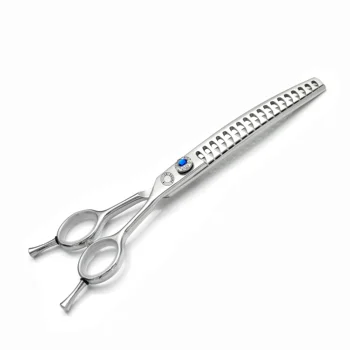 7 Inch Blue Crystal High Cap Fish Bone Shears Japan 440C Stainless Steel Eco-Sustainable Grooming Tools