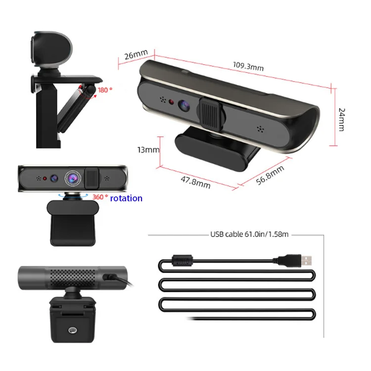 Windows Hello Best Face Unlock Auto Focus Built in Digital Microphone HD  Free Driver hd Two Lens USB Webcam for  Win10 Win 11