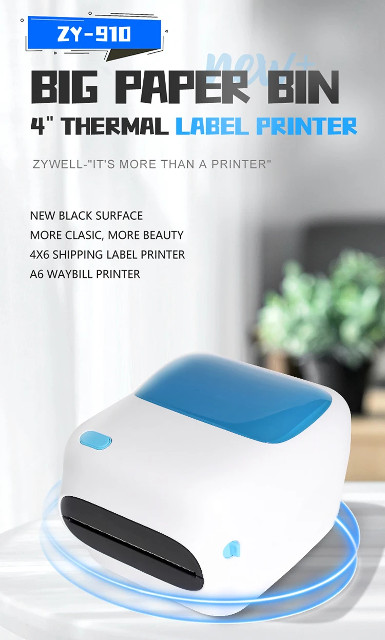 ZY910 Thermal Label Printer - ZYWELL 4x6 USB & Bluetooth Shipping