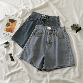 Womens Solid Color Casual Skinny Jeans High Waisted Popular Fashion Skinny Denim Shorts With Pockets