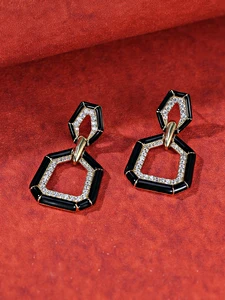 Sterling Silver Knot Earrings with Zircon Vintage Geometric Design Platinum Plated for Women-Anniversary Gift