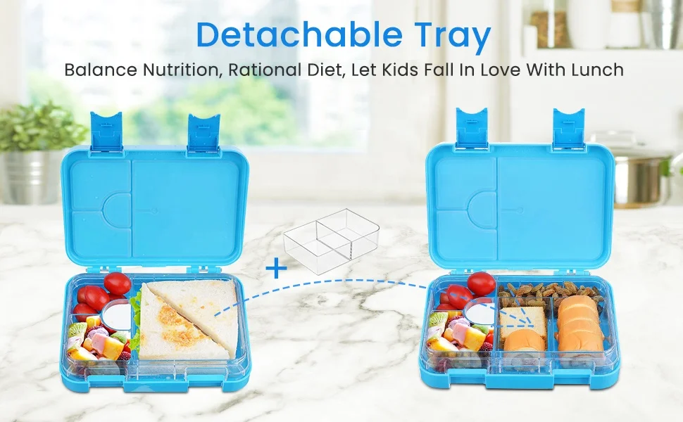Leakproof Lunch Box Custom logo Bpa Free 4 Compartment Tritan Kids Bento Lunch Box
