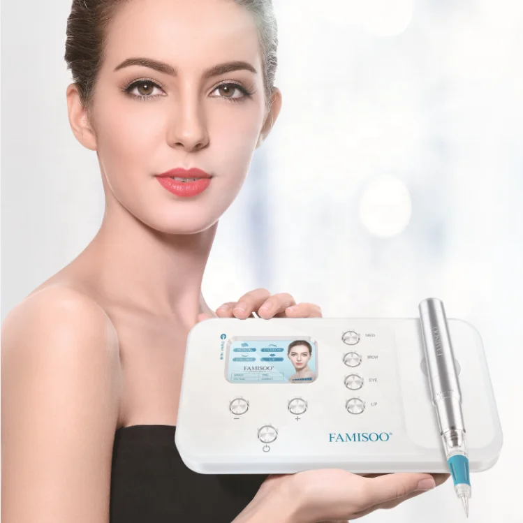 FAMISOO Permanent Makeup Machine Good Quality Scalp White Rotary for Beginners Eyebrow Permanent Makeup Tattoo Machine