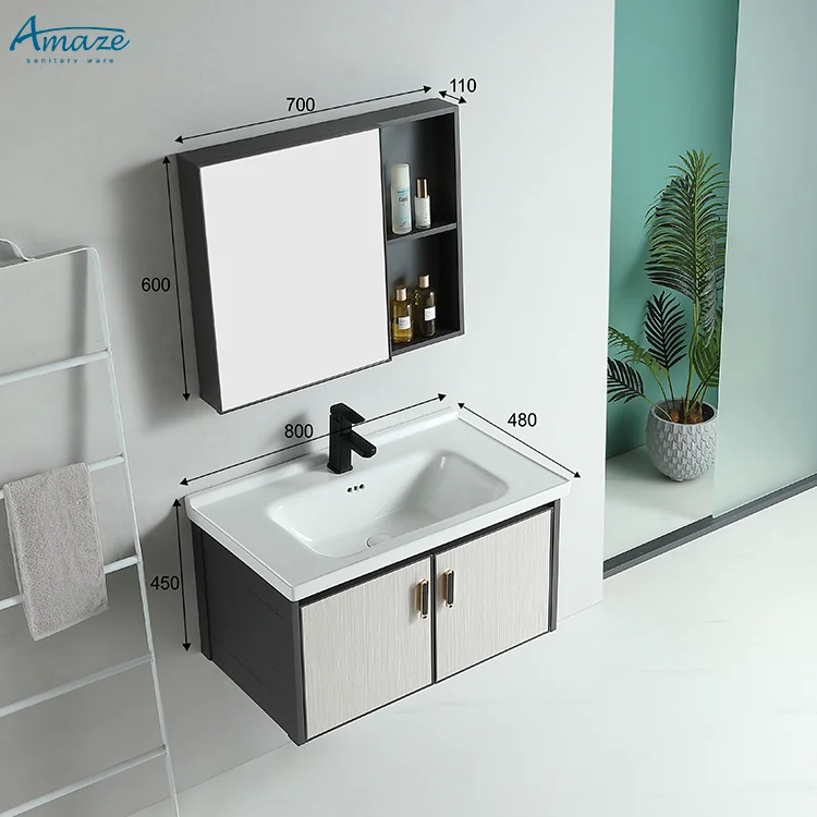 Modern bathroom furnature sink with mirror vanity aluminum shower basin cabinet supplies supplier