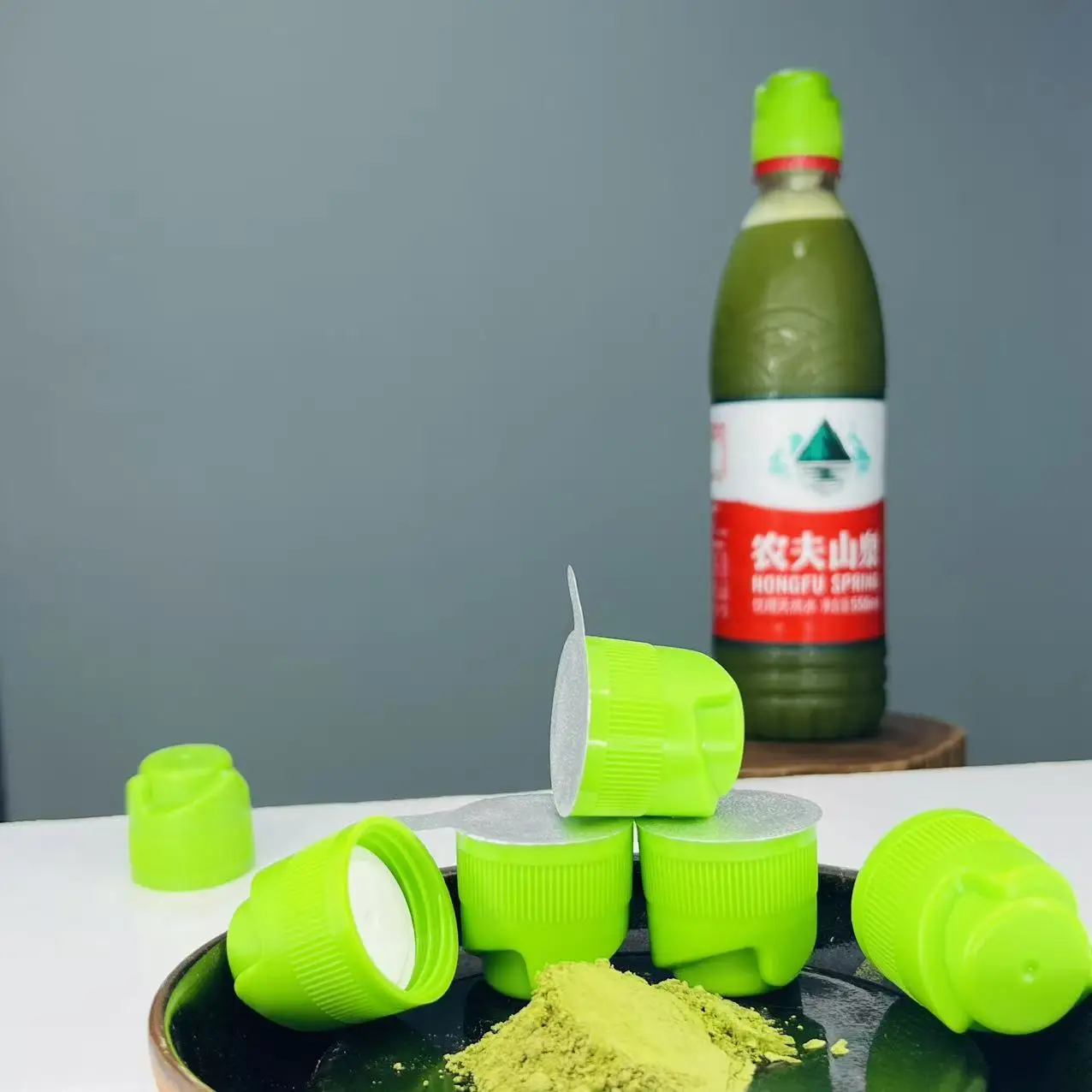 抹茶ドリンク卸売緑茶粉末ボトルキャップ粉末分離プラスチックキャップ
