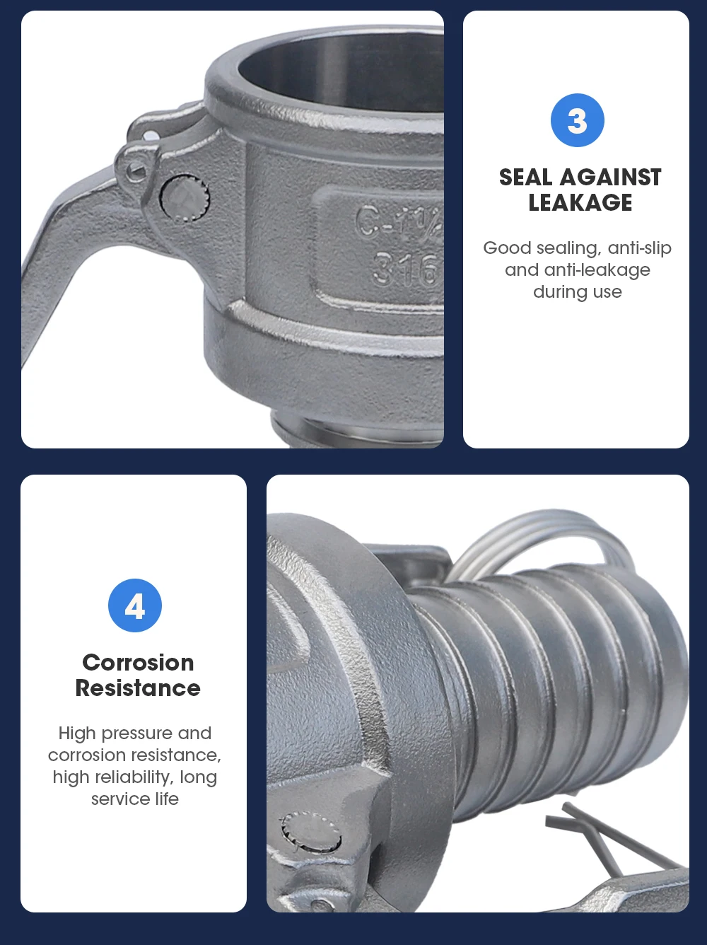 Warehouse Houston Usa Aluminium Camlock Quick Couplings Type C 2" Cam