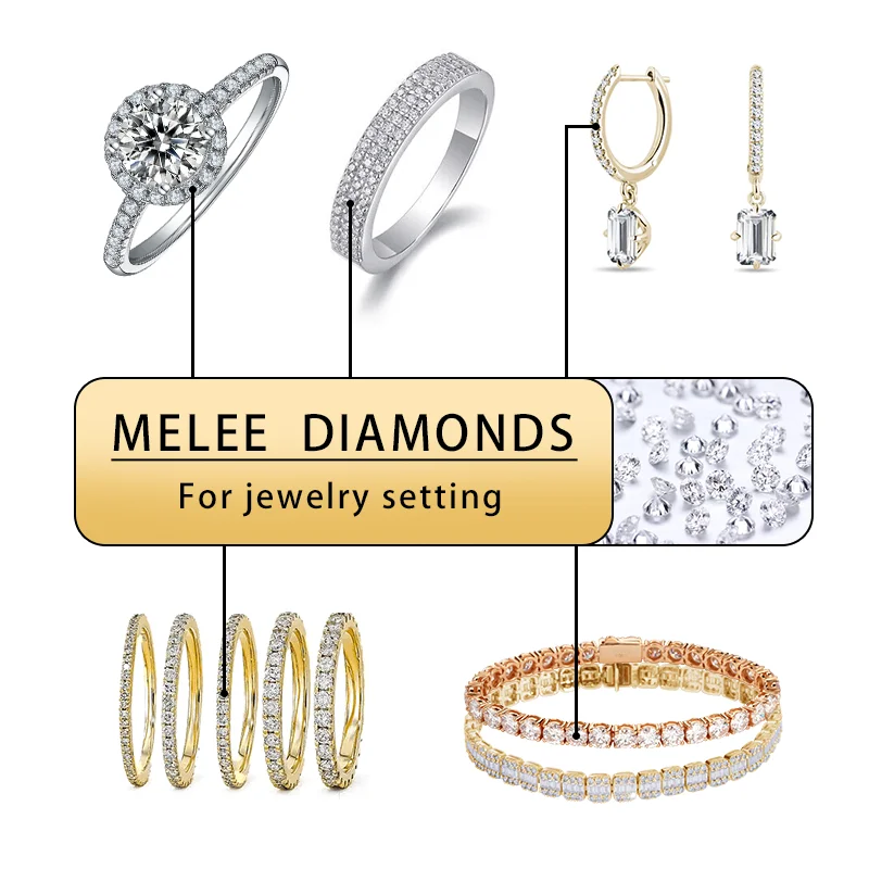 Starsgem 3mm 4mm DEF VVS VS Round Melee Lab Diamond Price Per Carat HPHT  Loose Melee Lab Grown Diamond