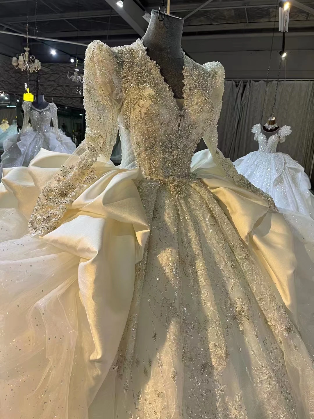 crystal beaded wedding dress Vintage Crystal Gown wedding dress with Pearls, Beading, and Lace