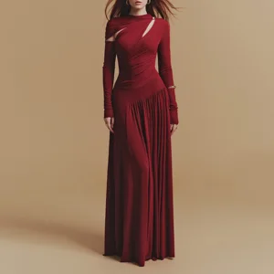 ZYHT 73263 Elegant Ladies Stretchy Bodycon Knit Long Dress High Quality Hot Selling Solid Color Casual Dress for Autumn Winter