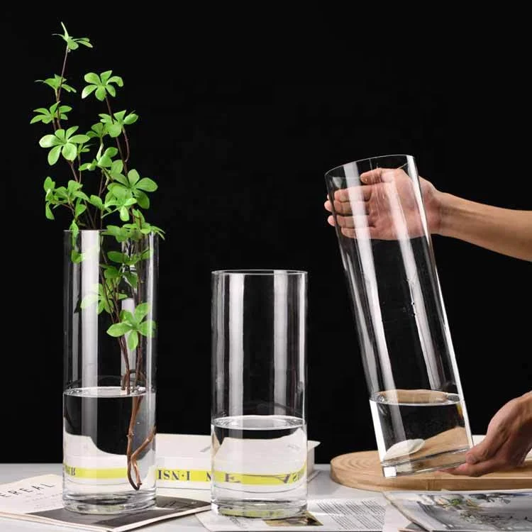 Große Glas Vasen 30 40 50 60cm Höhe 10 20 25 30cm Großer Großer Klarer Boden Blumen Zylinder Hohe Glasvase Für Die Hochzeit