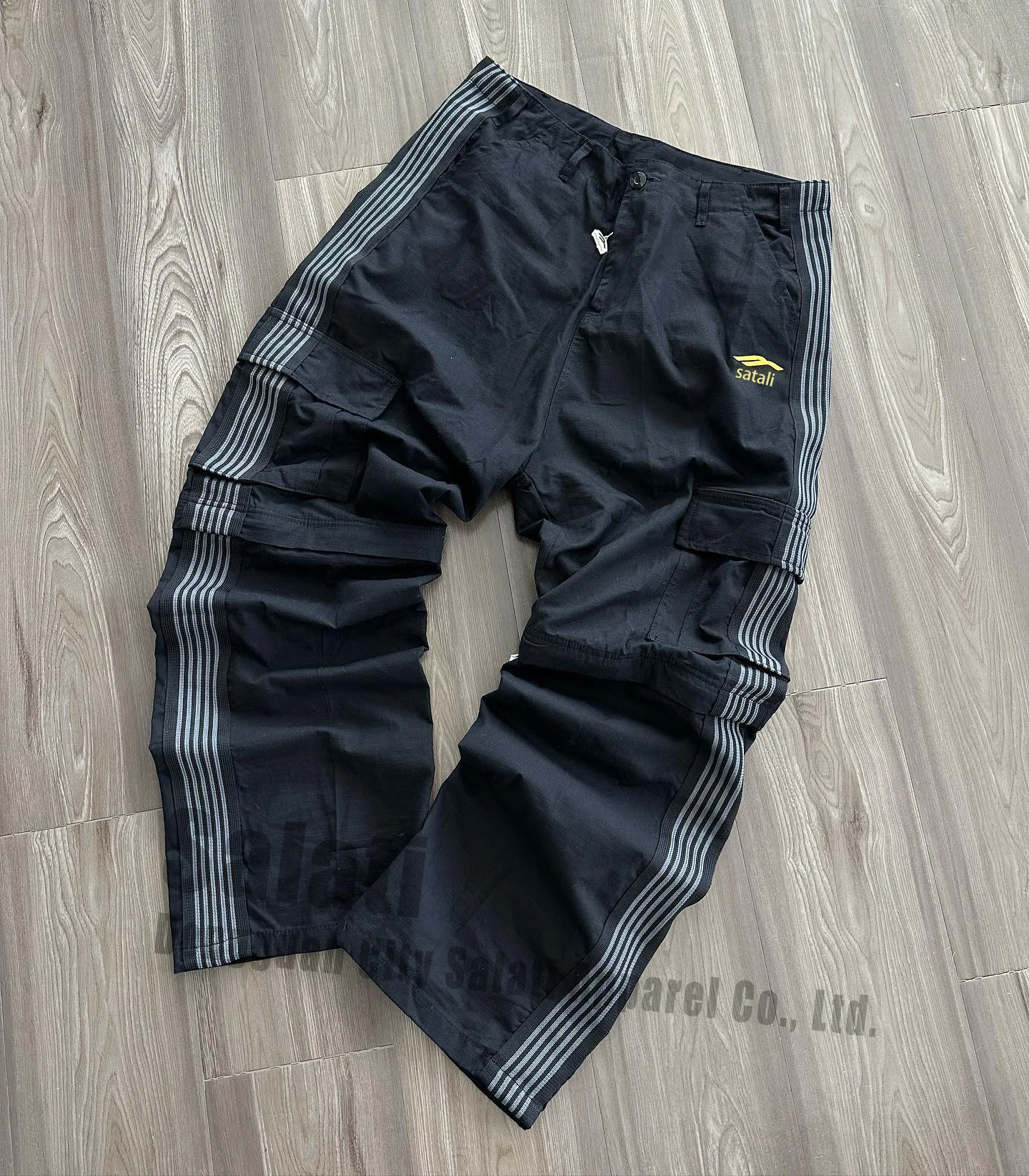 Custom Casual Track Jogger Men Pant Button Trousers Cotton Tearaway Baggy Loose Straight Leg Streetwear Flare Sweatpants Unisex gallery 4