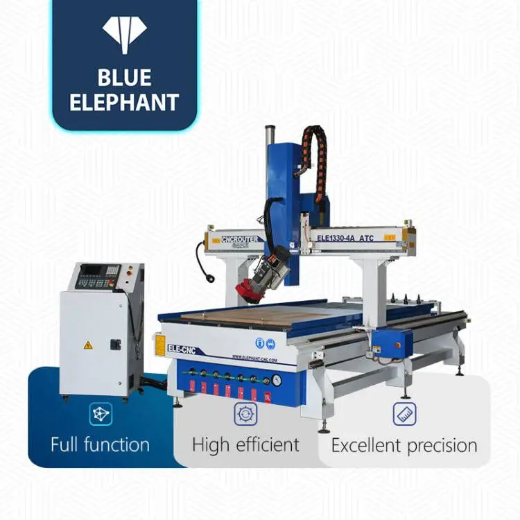 CE Certified 1330 1325 4 Axis CNC Wood Router with ATC and HSD