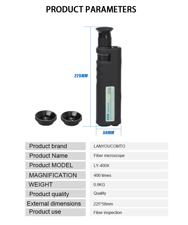 Optical Fiber Microscope Fiber End Magnifying Glass 400x Ly