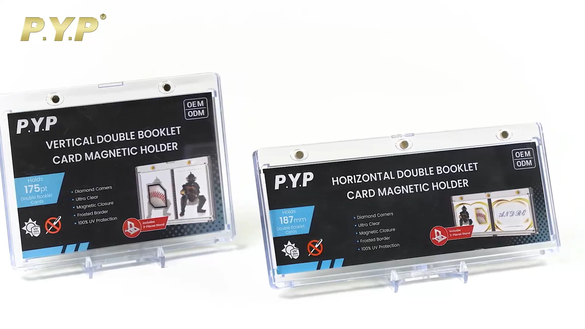 One Touch Vertical Double Booklet Card Holder 175pt With Stand