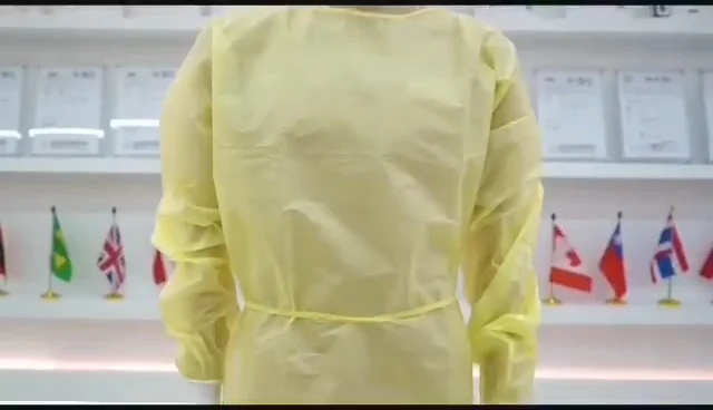 Yellow Hospital Gown Disposable Protect Employees Antibacterial Soft