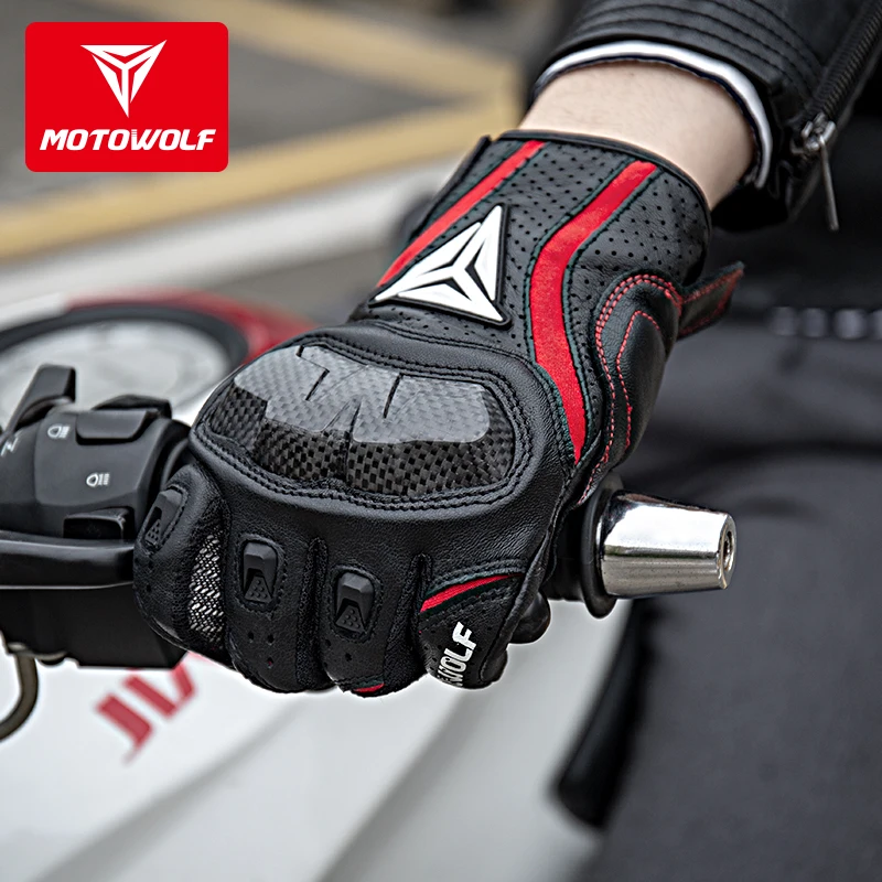 MOTOWOLF дышащие перчатки для езды на мотоцикле с сенсорным экраном велосипедные кожаные перчатки мотоциклетные гоночные перчатки
