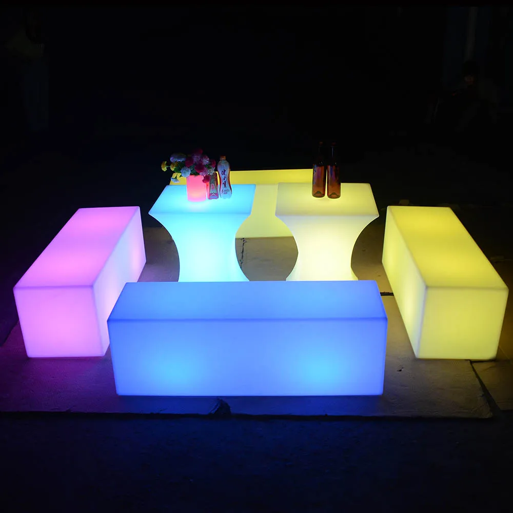 Портативный светодиодный стол и стул для торжества с пультом дистанционного управления, питание от батареи, изменение цвета, для ночного клуба