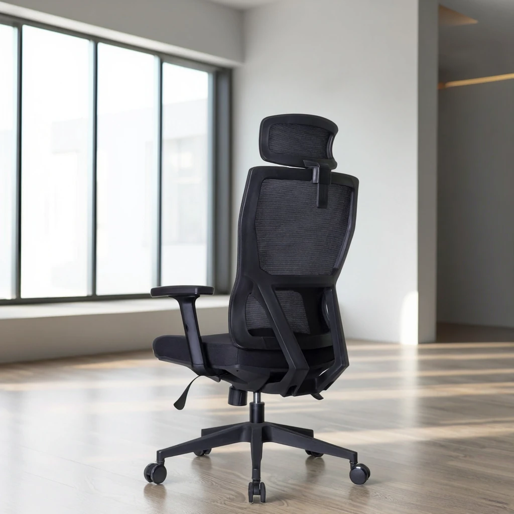 Modern Comfortable Ergonomic Mesh Executive Office Conference Chair Fixed Headrest Height Adjustable Thick Padded Seat 360 6