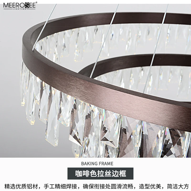 MEEROSEE Modern Home Pendant Light Crystal Ring Suspension Light Round LED Pendant Light MD86762