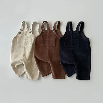 New Baby Sleeveless Corduroy Overalls Solid Newborn Cotton Romper Kids Casual Strap Jumpsuit Autumn Infant Clothes