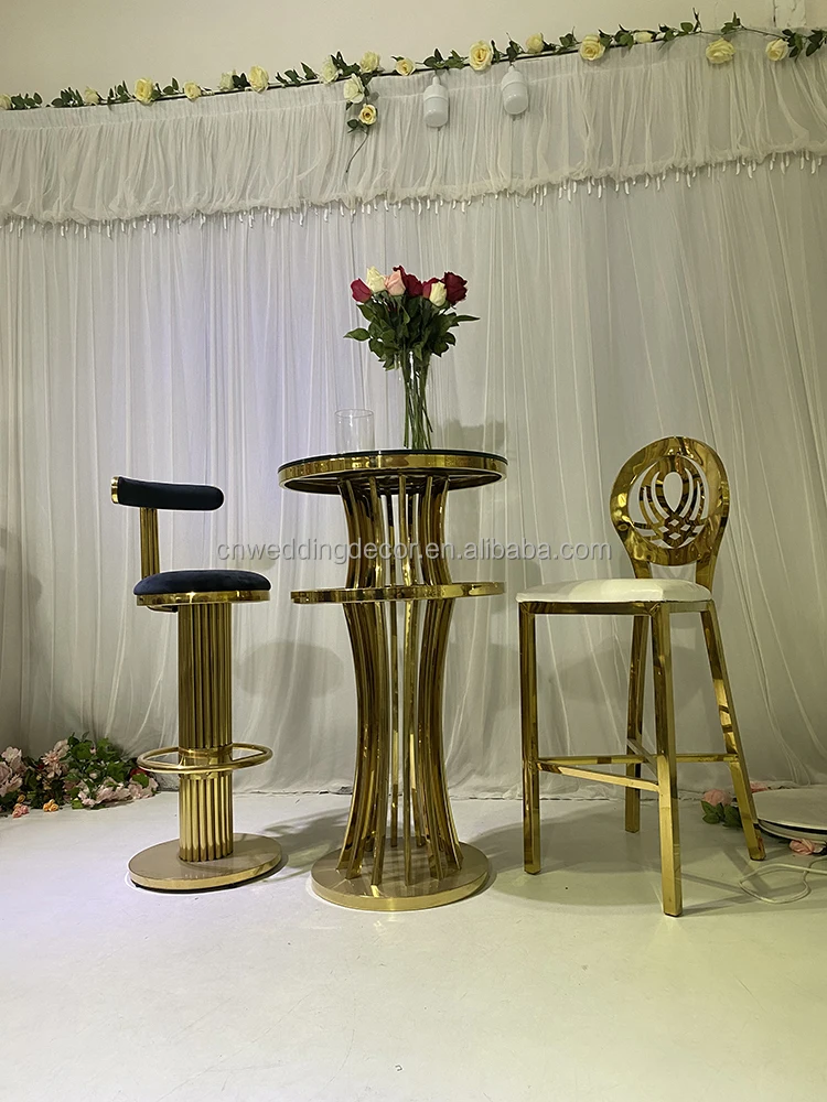 L-104 Champagne Tower Gold Stainless Wedding Tables Stand Bar Plinth ...