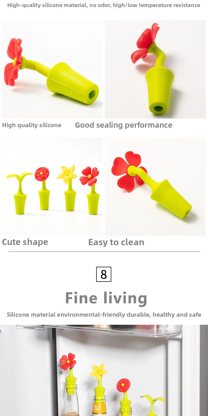 Flower Shaped Silicone Wine Stopper Red Vacuum Bottle Stopper with Household Sealed Kitchen Seasoning Cap for Red Wine Storage manufacture