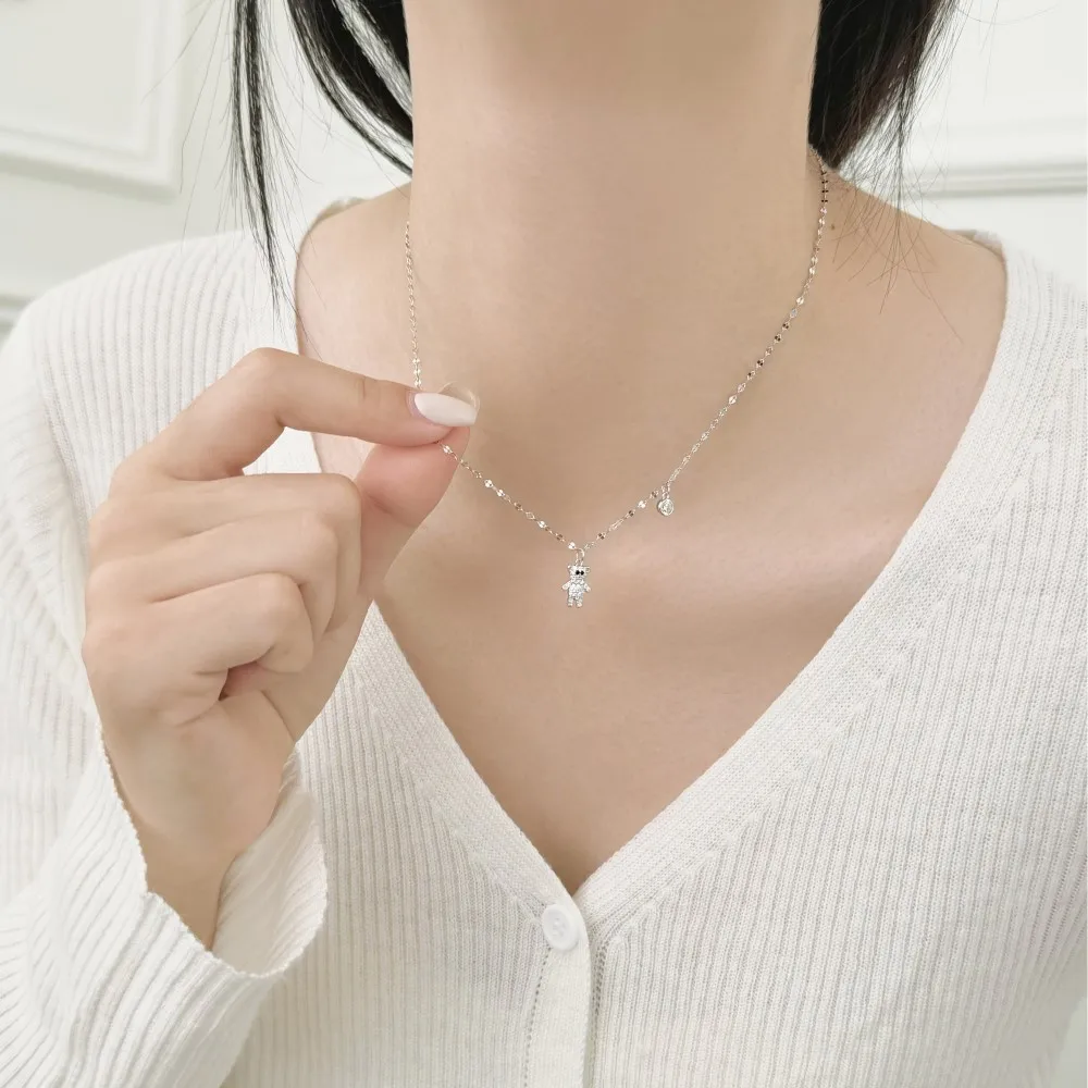 KAKODIY Cute Cute Design Charm 925 Sterling Silver Chain 5A Cubic Zirconia Bear Animal Pendant Necklace OEM ODM Jewelry detail 3