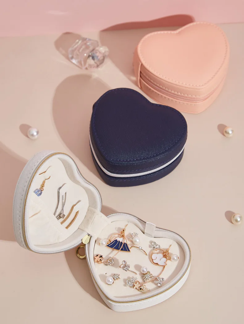 Personalized logo jewelry storage case Heart shaped jewelry box with custom branding