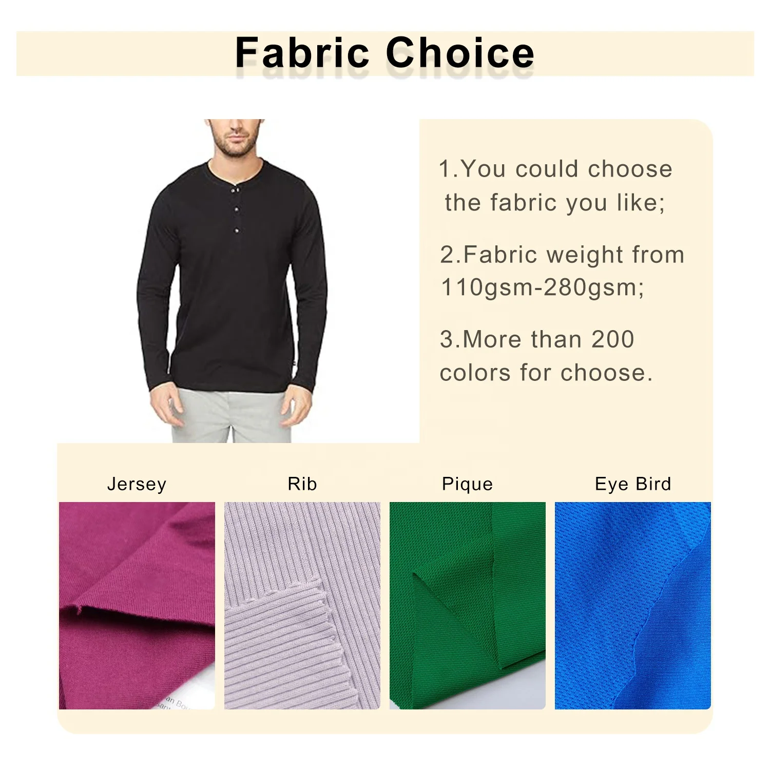 JL1107A Men’s Henley Shirts Causal Heavyweight Comfortable Shirt Long Sleeve Button up T-shirt Tops for Men